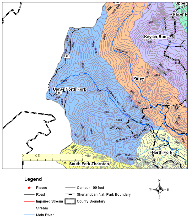 Upper North Fork of Thornton River, Topographic Map